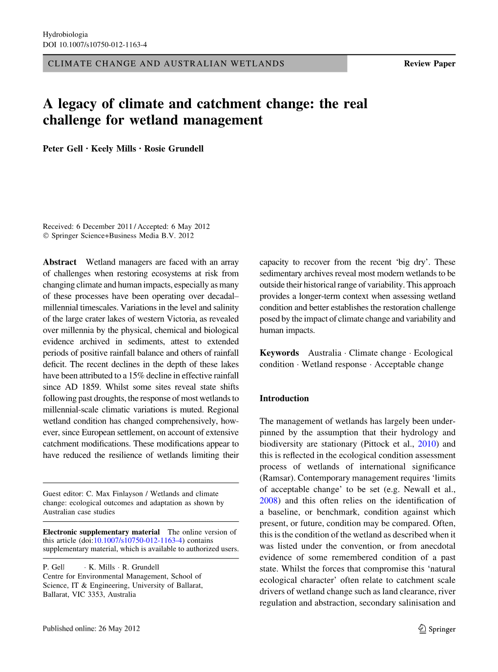 The Real Challenge for Wetland Management