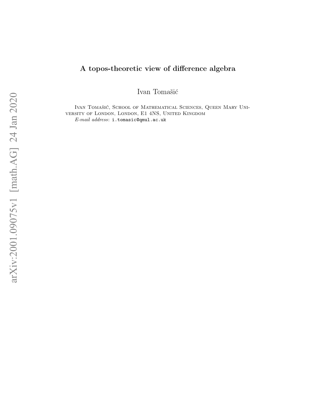 Arxiv:2001.09075V1 [Math.AG] 24 Jan 2020