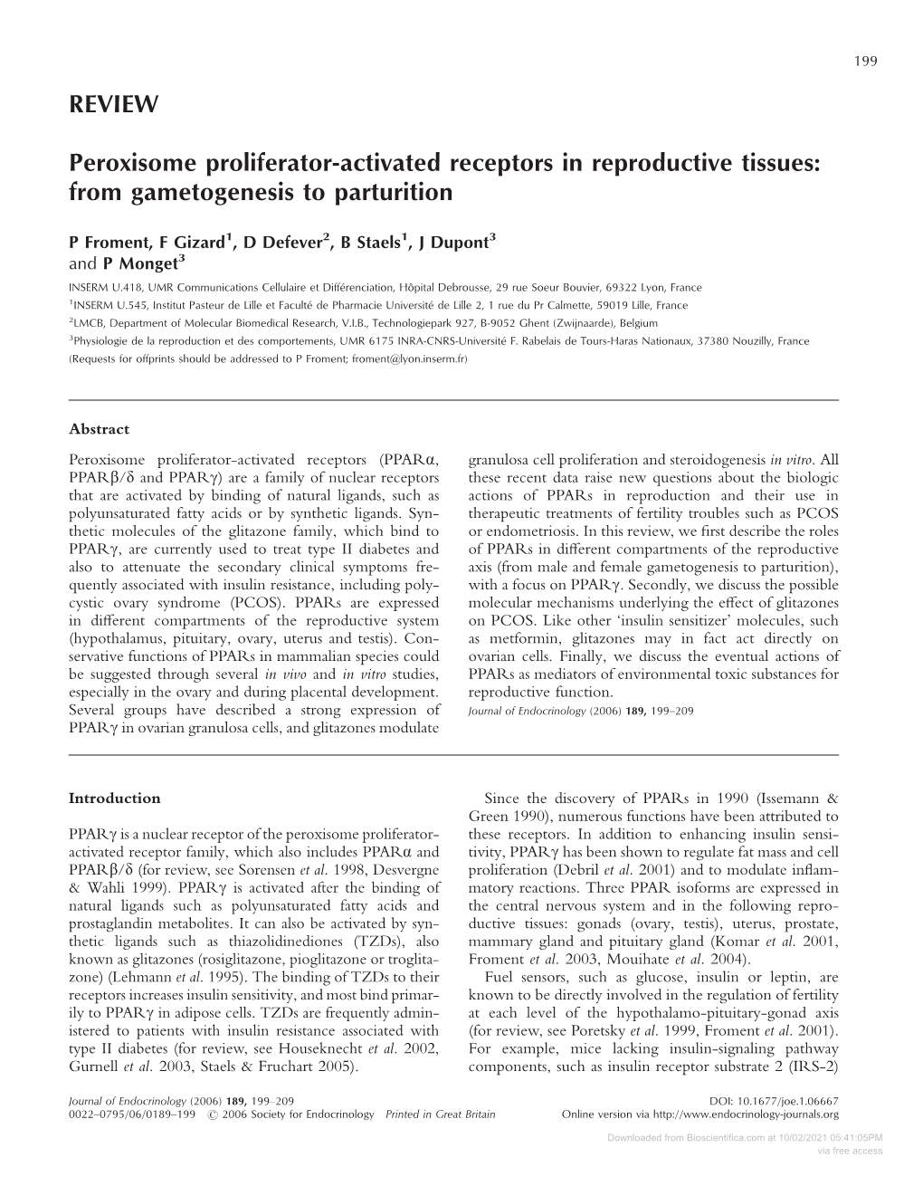 REVIEW Peroxisome Proliferator-Activated Receptors In