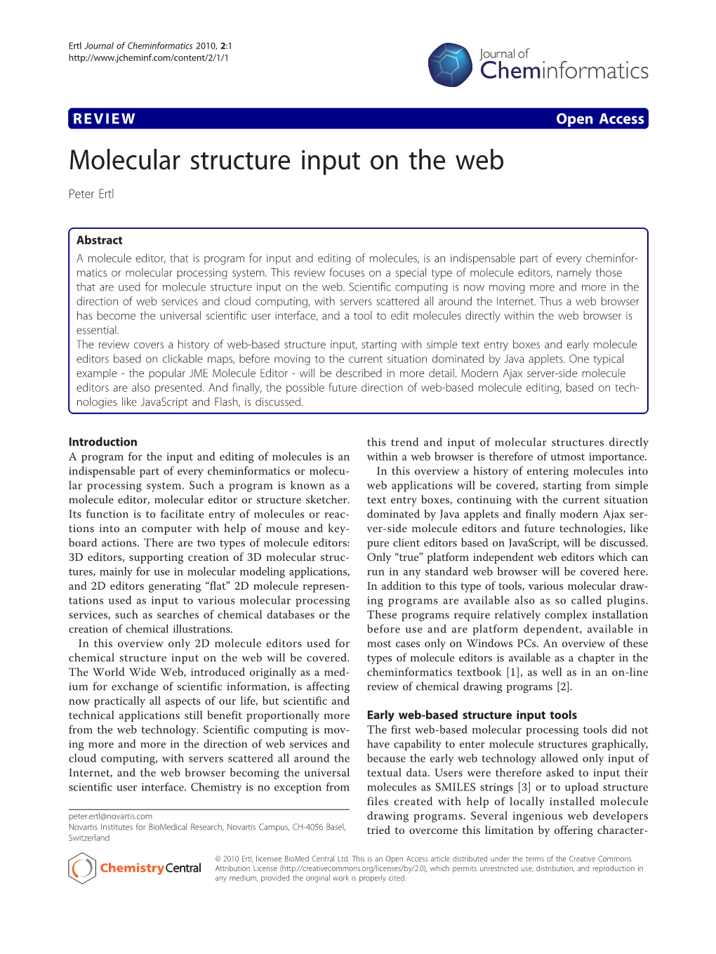 Molecular Structure Input on the Web Peter Ertl