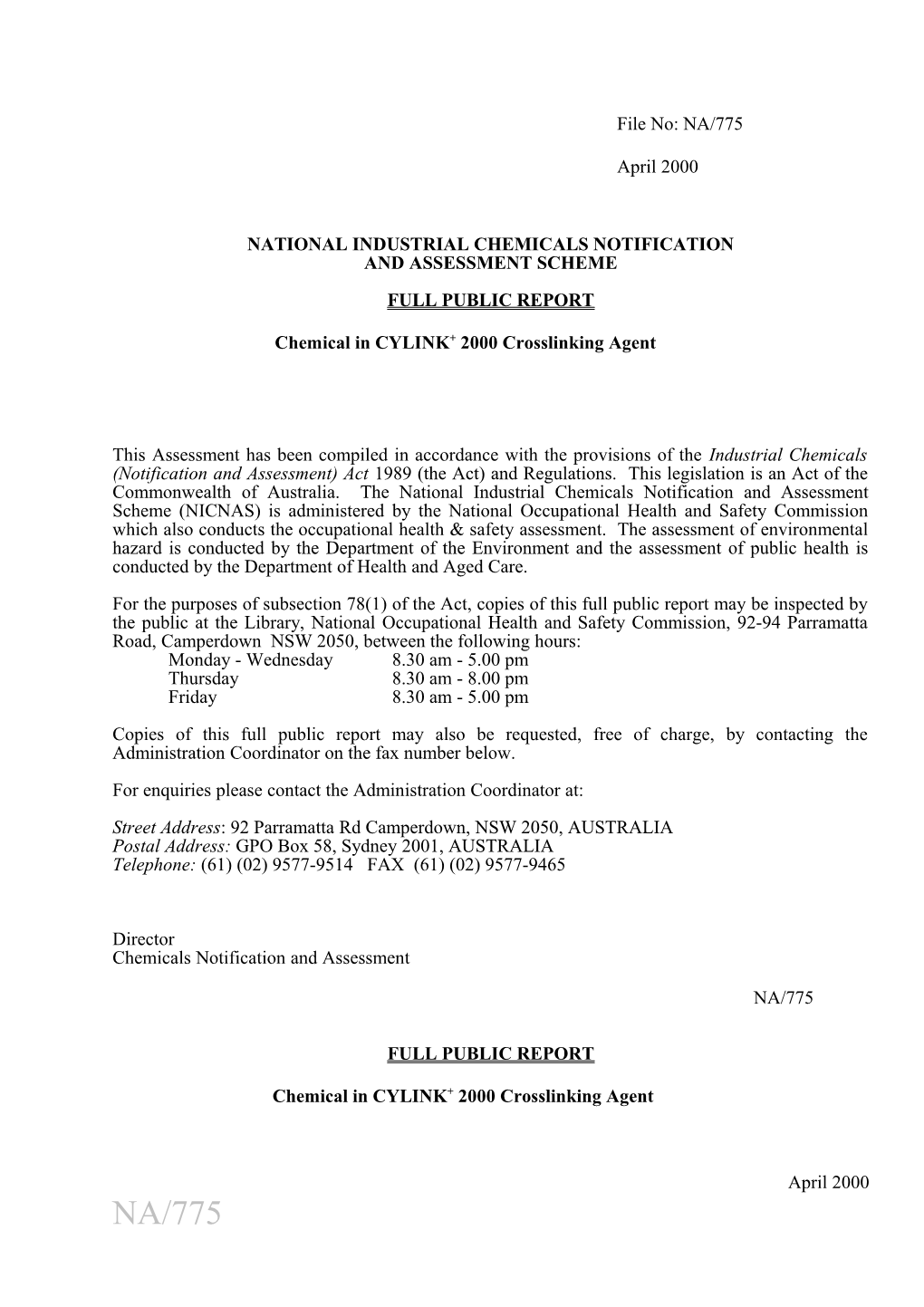 National Industrial Chemicals Notification s2