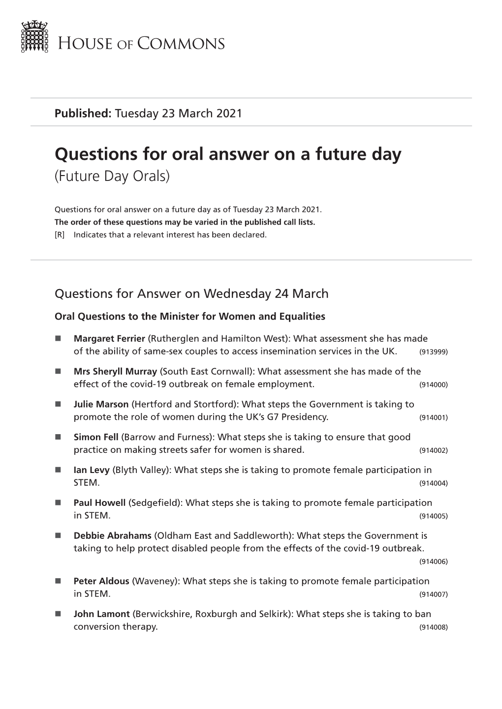 View Future Day Orals PDF File 0.11 MB