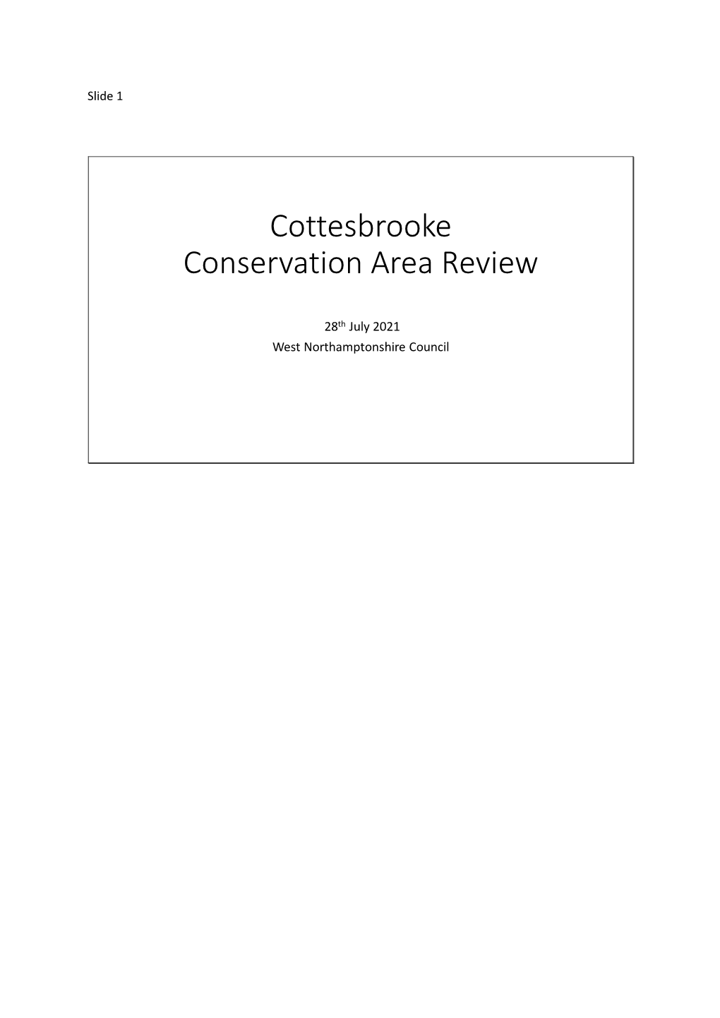 Cottesbrooke Conservation Area Review