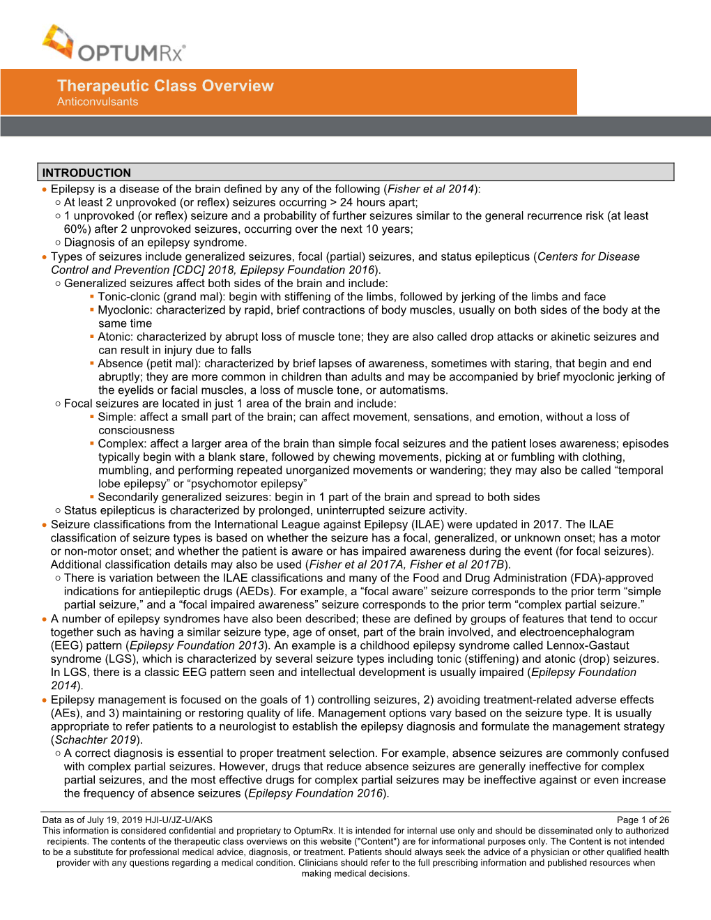 Therapeutic Class Overview Anticonvulsants