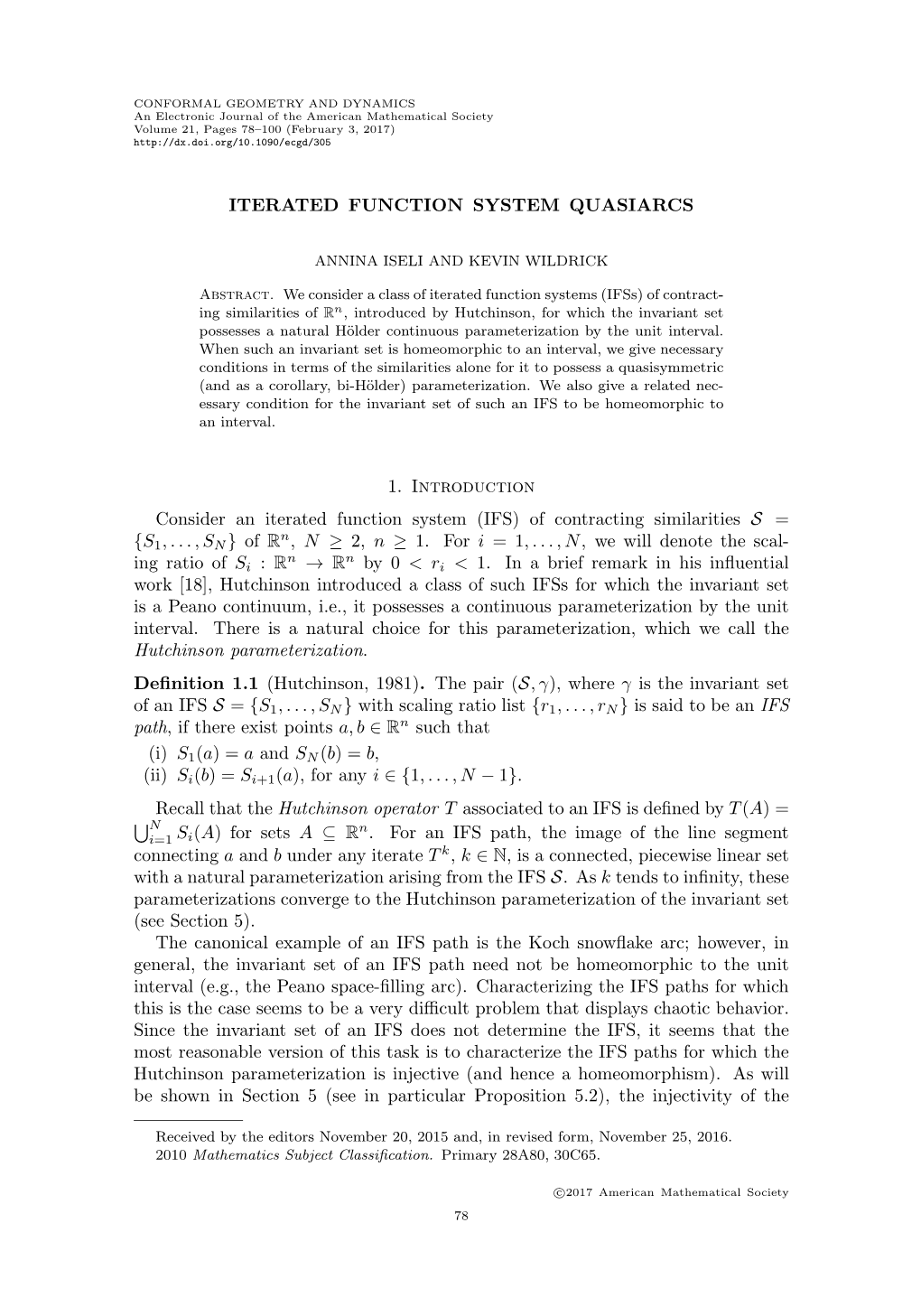 Iterated Function System Quasiarcs