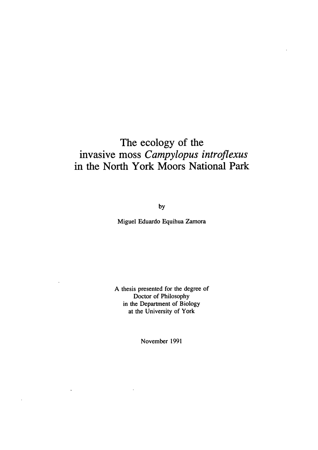 The Ecology of the in the North York Moors National Park