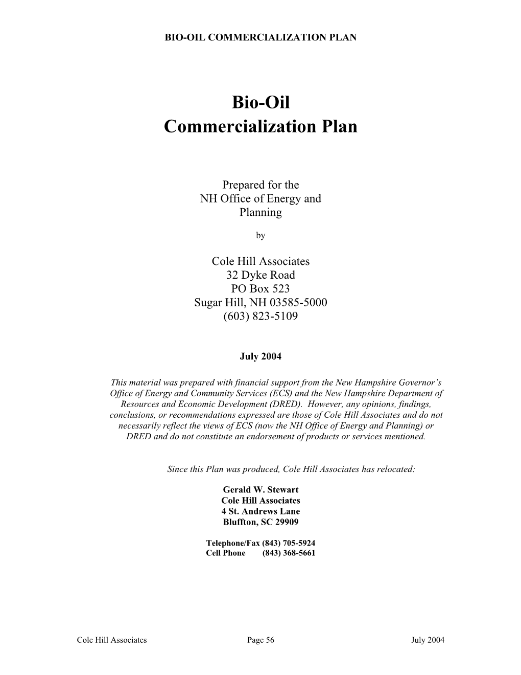 Bio-Oil Commercialization Plan