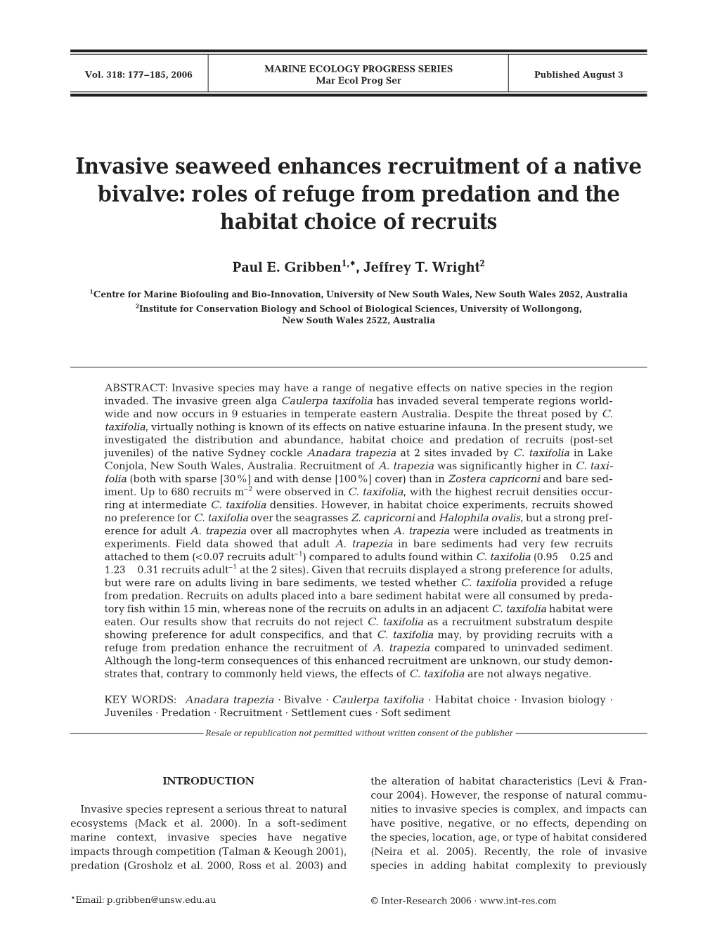 Invasive Seaweed Enhances Recruitment of a Native Bivalve: Roles of Refuge from Predation and the Habitat Choice of Recruits