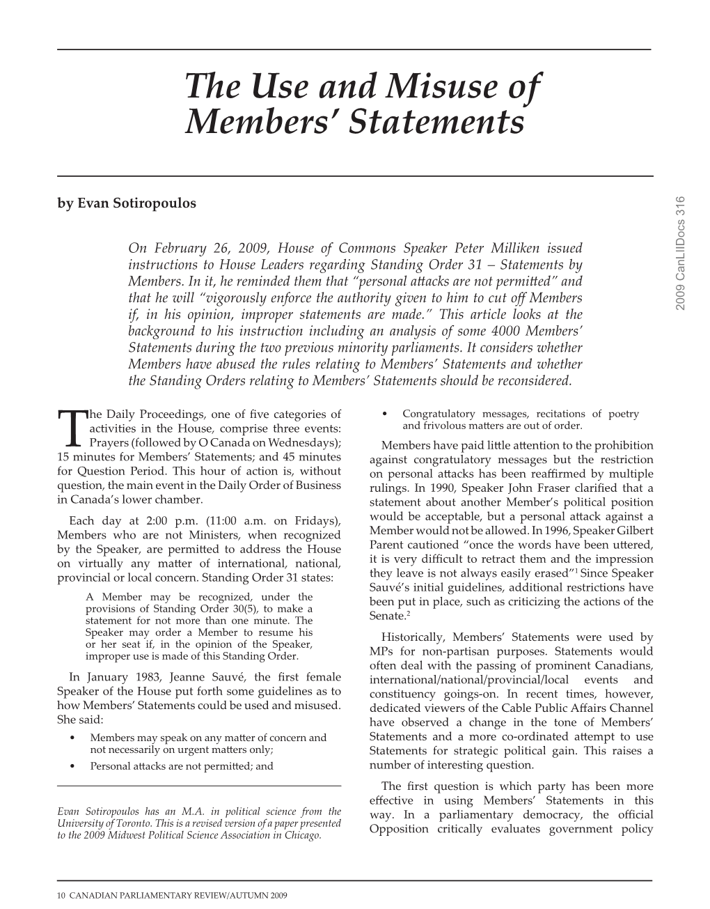 The Use and Misuse of Members' Statements
