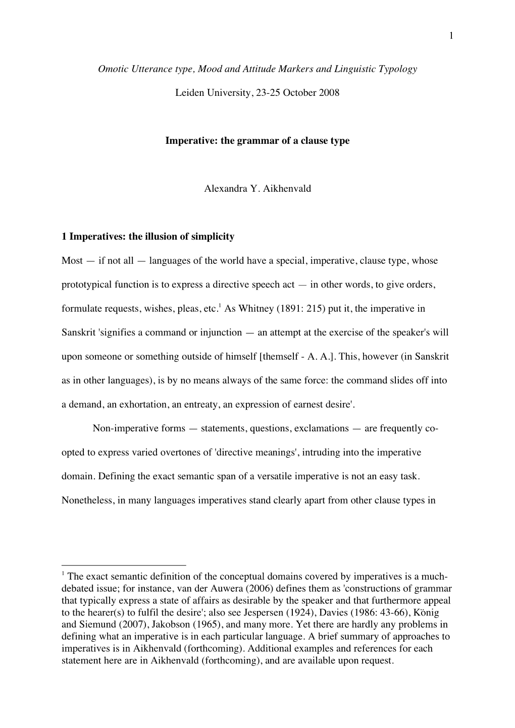 1 Omotic Utterance Type, Mood and Attitude Markers and Linguistic