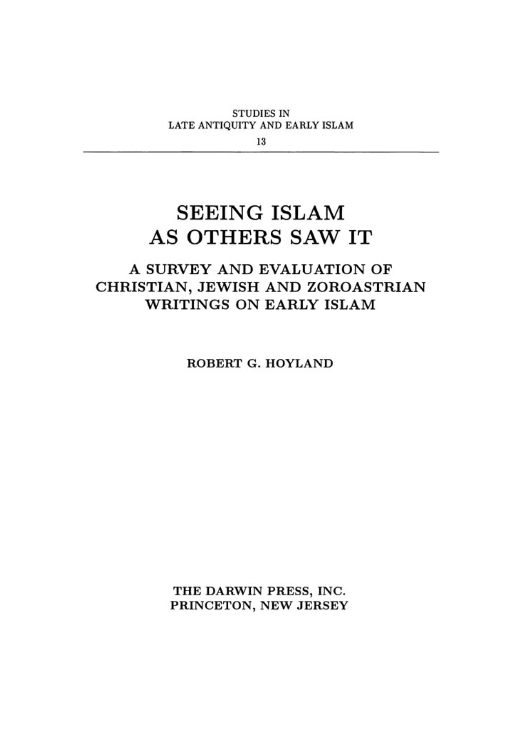 Seeing Islam As Others Saw It