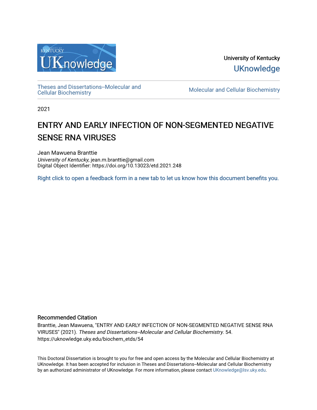 Entry and Early Infection of Non-Segmented Negative Sense Rna Viruses