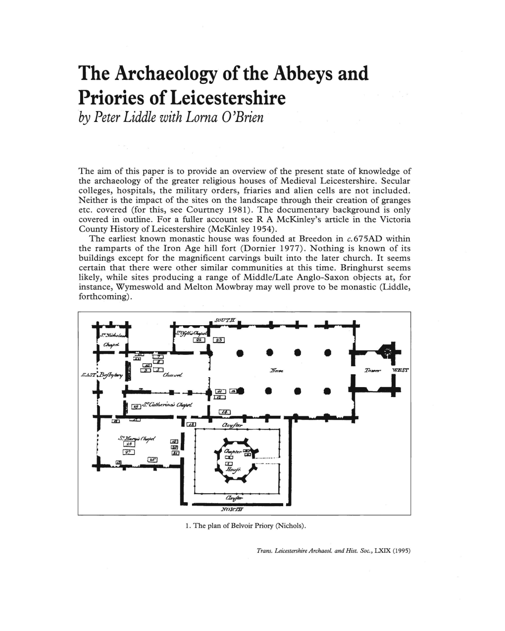 The Archaeology of the Abbeys and Priories of Leicestershire Pp.1-21