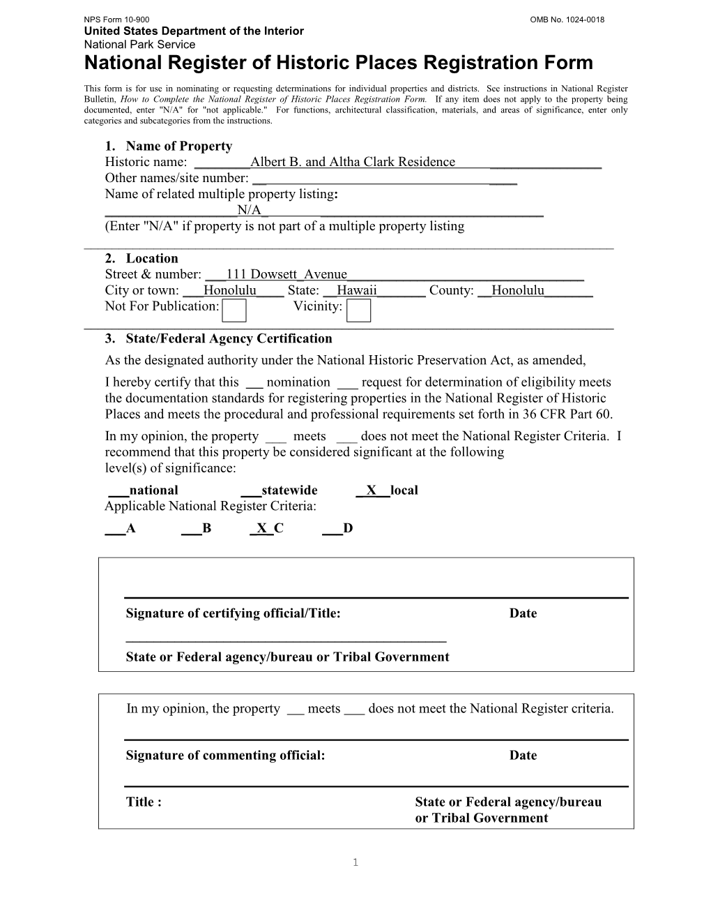 National Register of Historic Places Registration Form