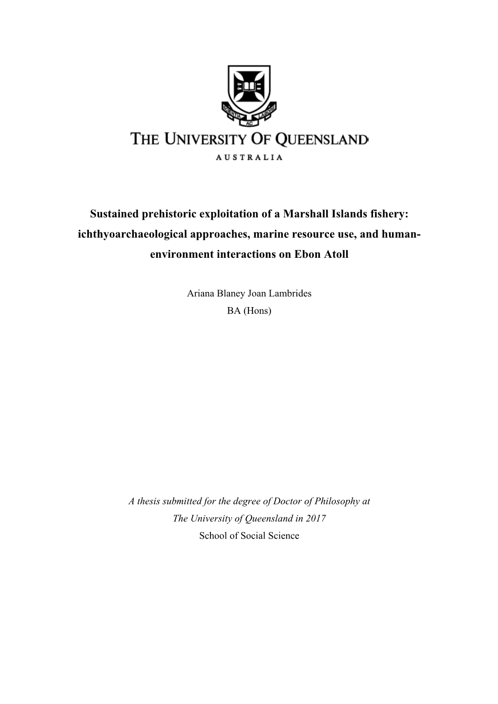 Sustained Prehistoric Exploitation of a Marshall Islands Fishery