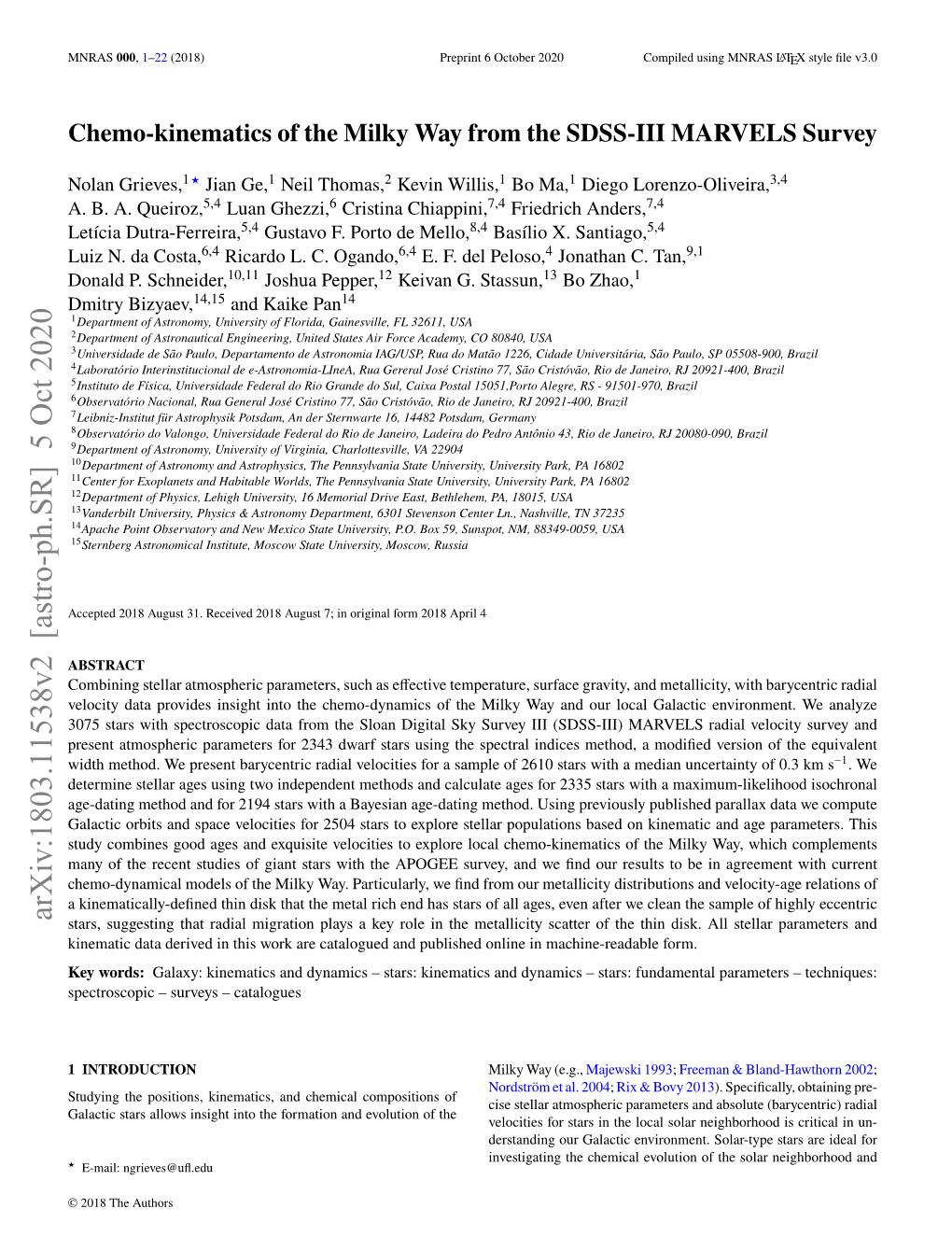 Chemo-Kinematics of the Milky Way from the SDSS-III MARVELS Survey