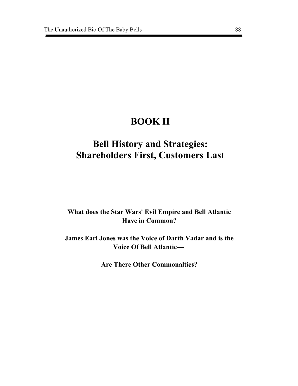 BOOK II Bell History and Strategies