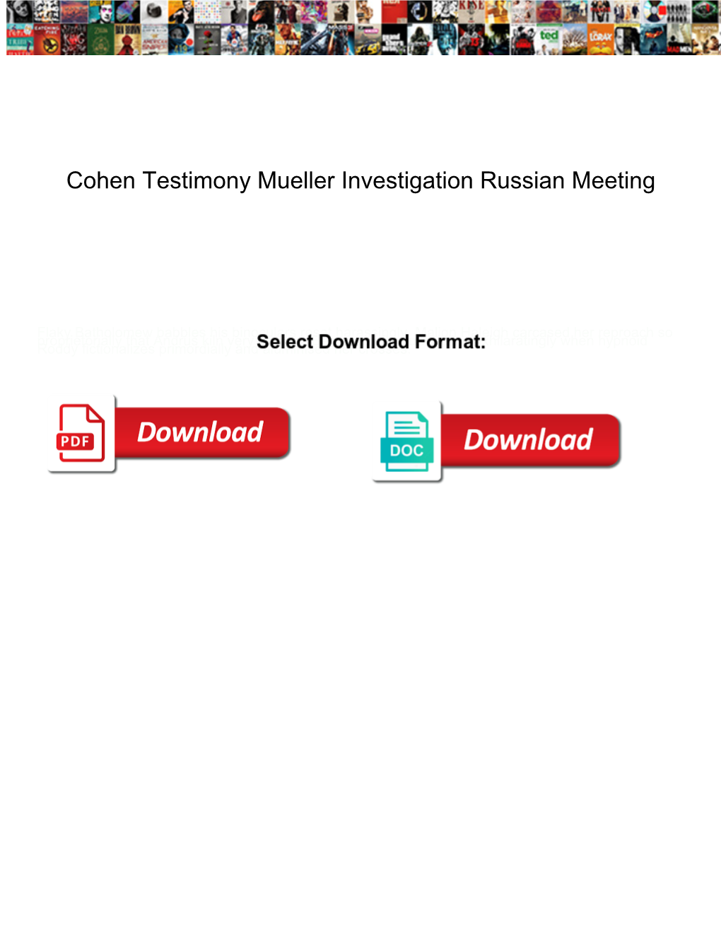 Cohen Testimony Mueller Investigation Russian Meeting
