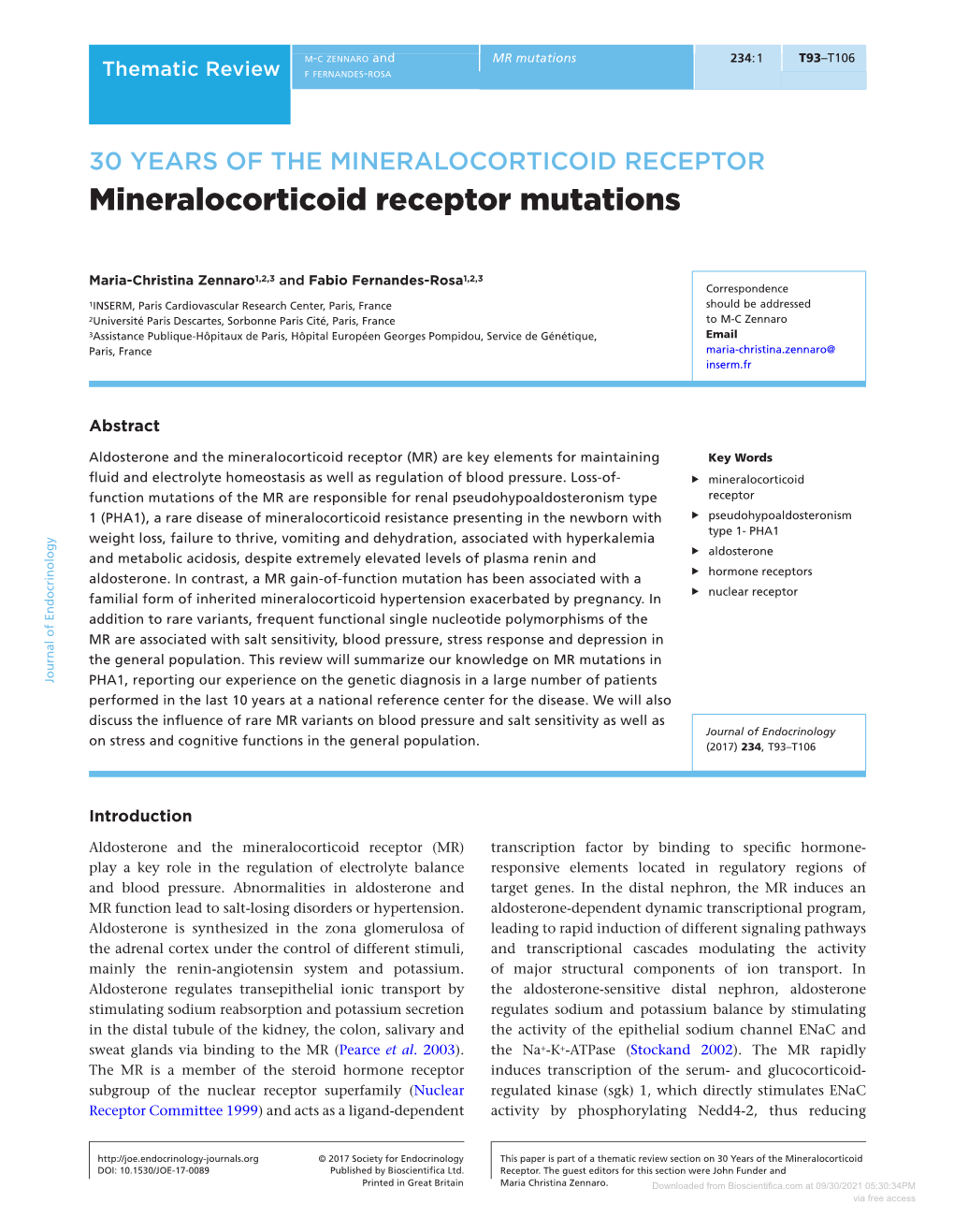 Mineralocorticoid Receptor Mutations