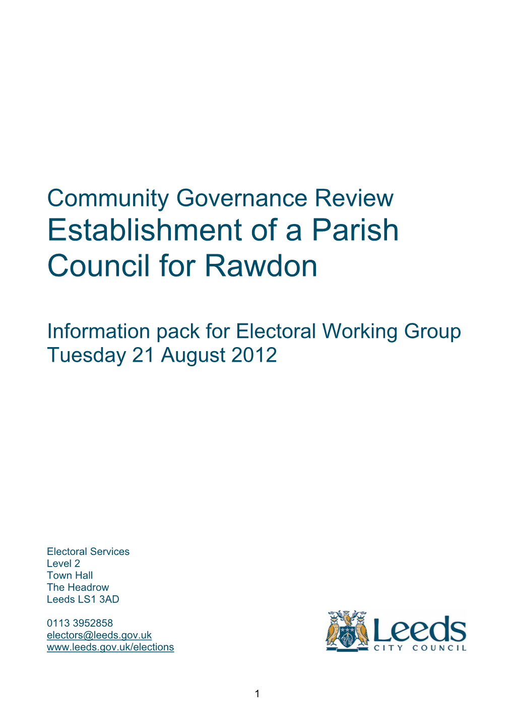 Establishment of a Parish Council for Rawdon