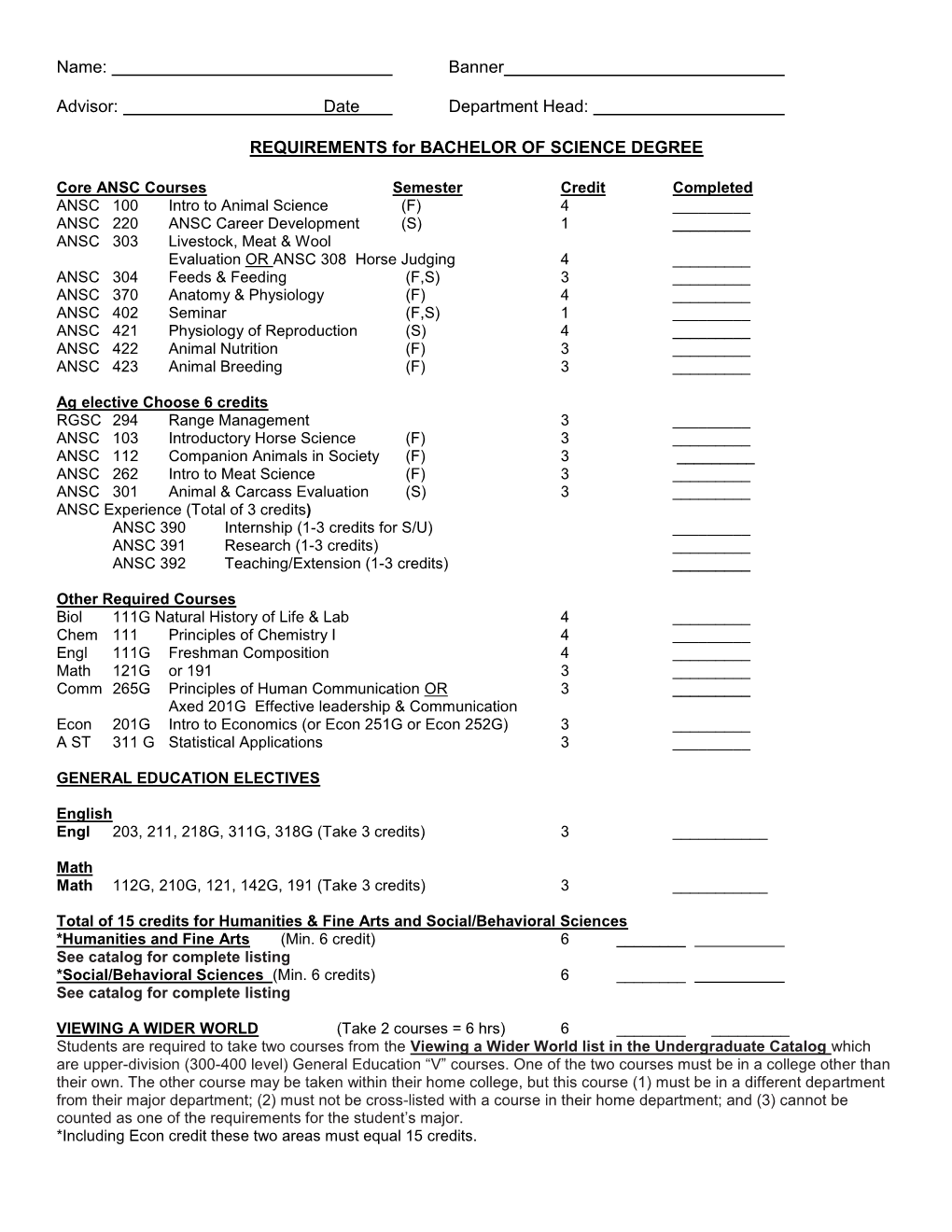 Degree Program for Animal Science Degree at NMSU