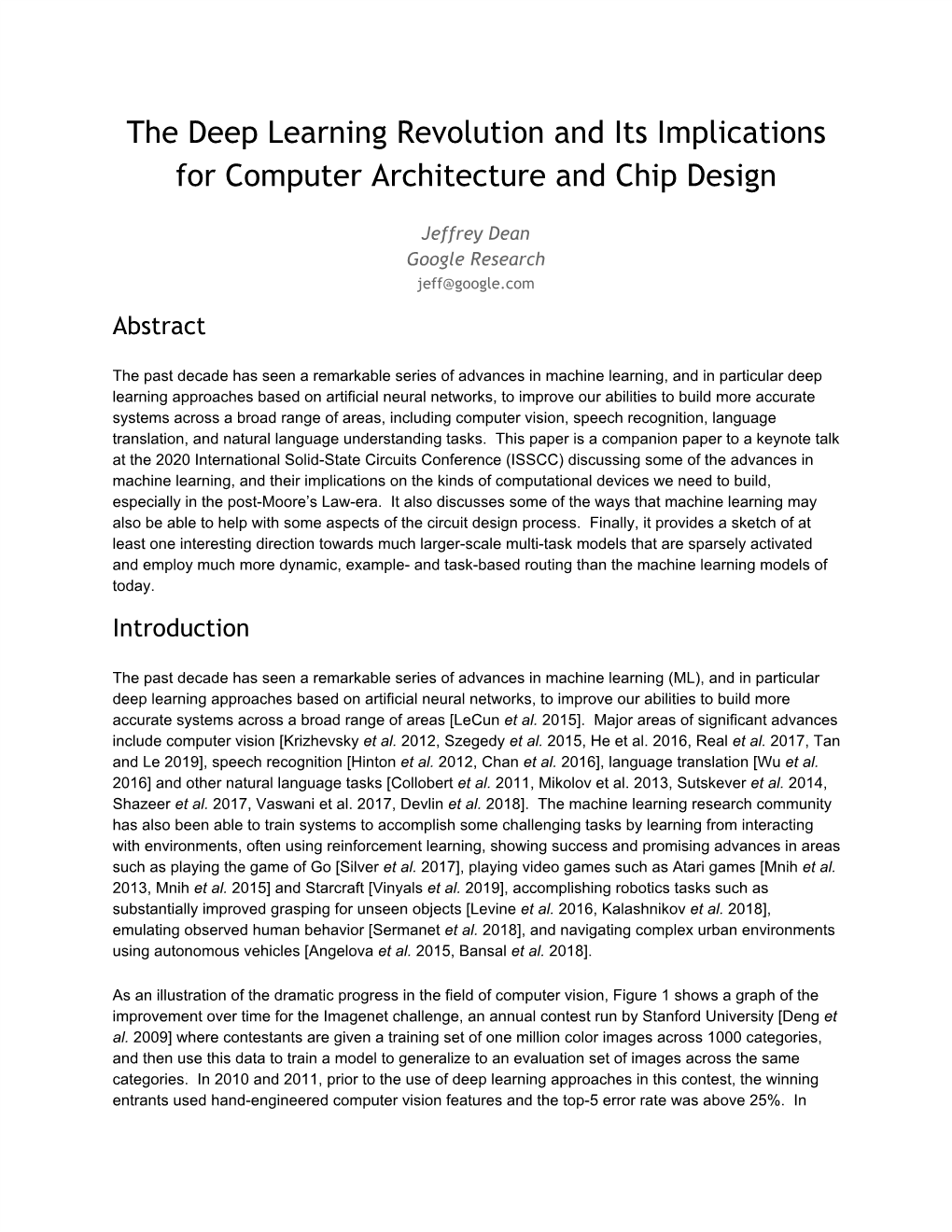 The Deep Learning Revolution and Its Implications for Computer Architecture and Chip Design