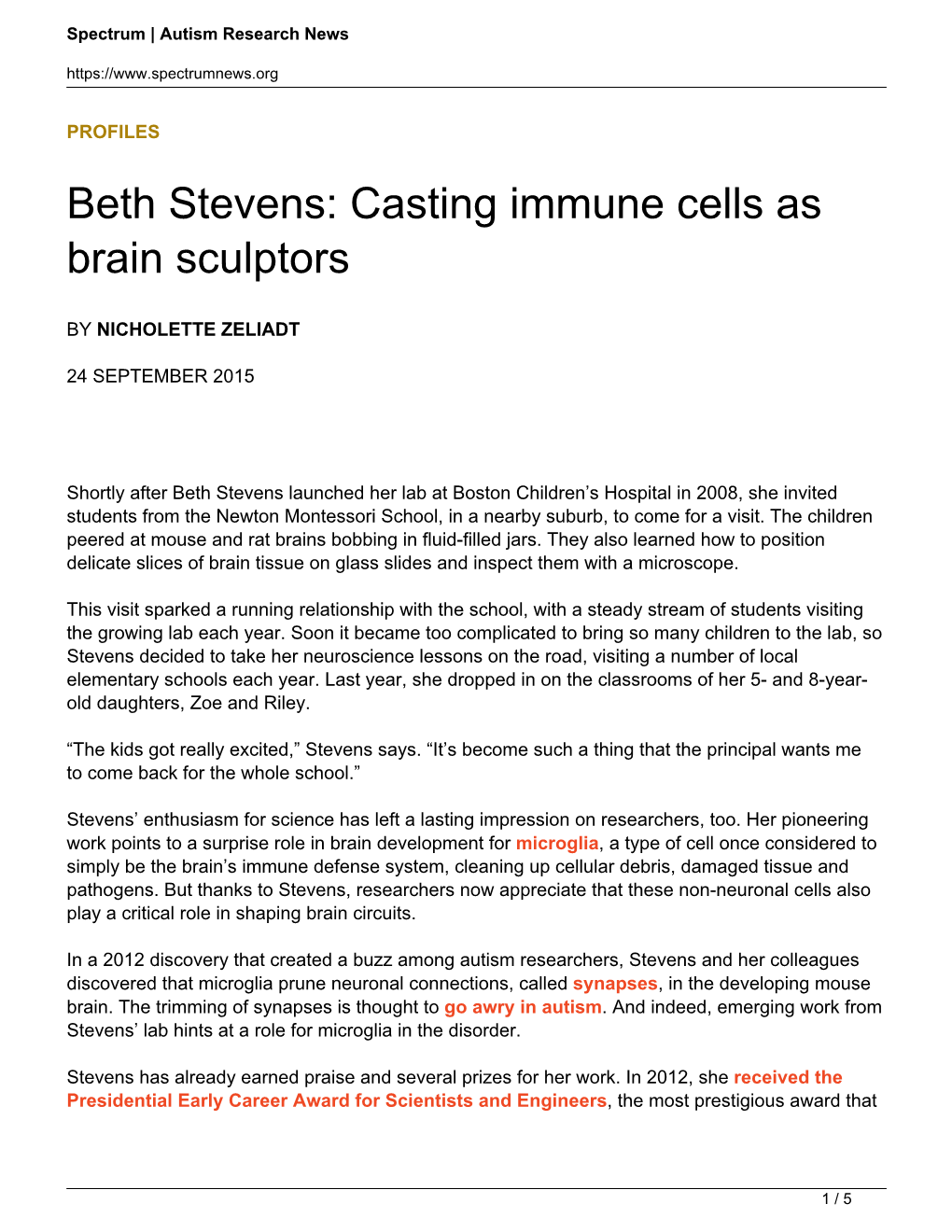 Beth Stevens: Casting Immune Cells As Brain Sculptors