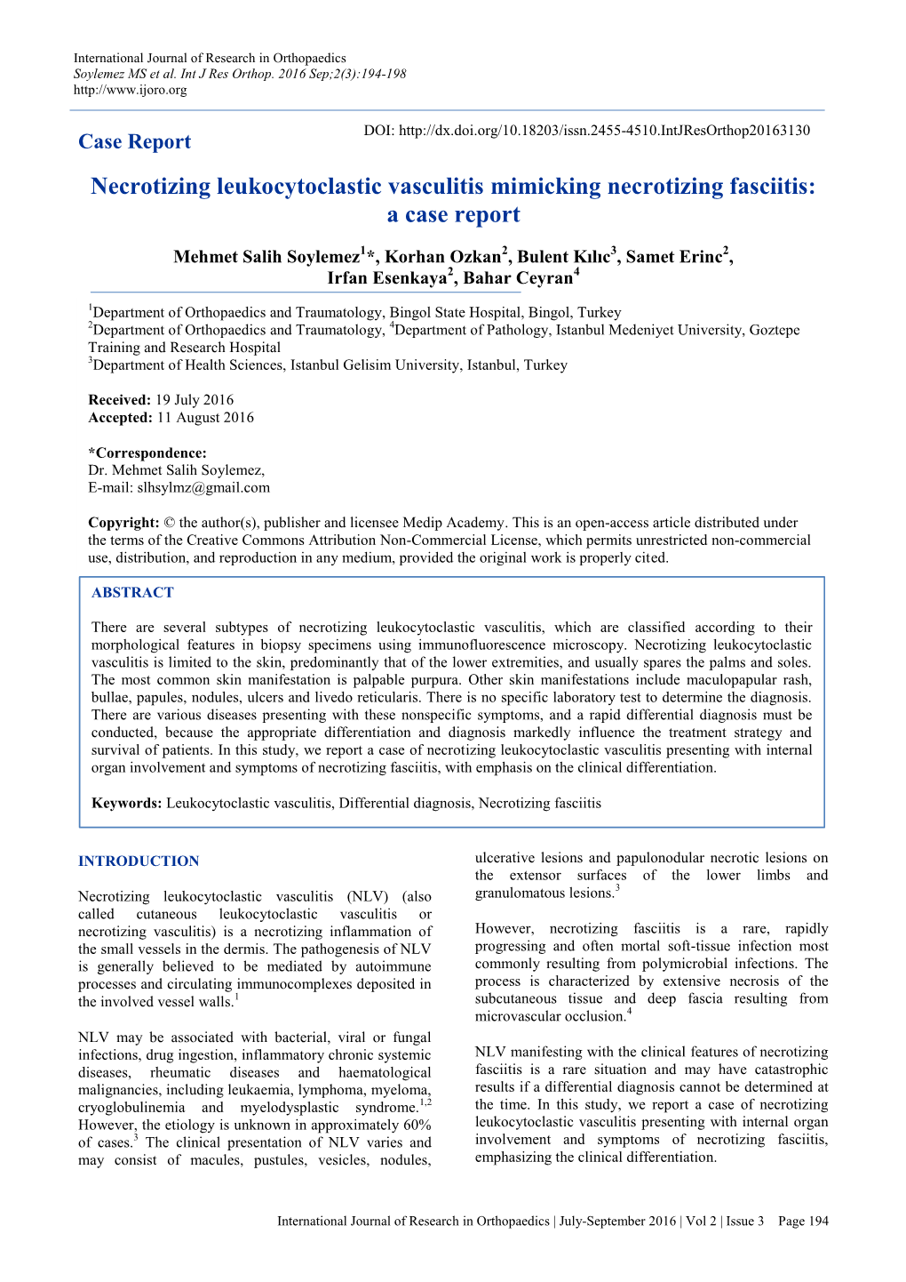 Necrotizing Leukocytoclastic Vasculitis Mimicking Necrotizing Fasciitis: a Case Report