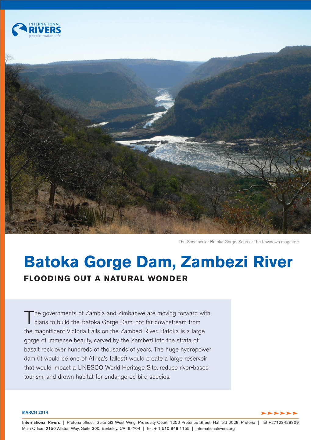 Batoka Gorge Dam, Zambezi River FLOODING out a NATURAL WONDER