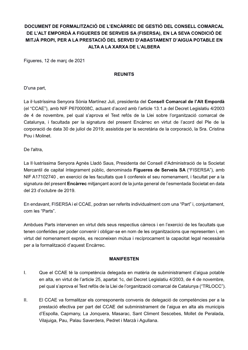 Document De Formalització De L'encàrrec De Gestió Del