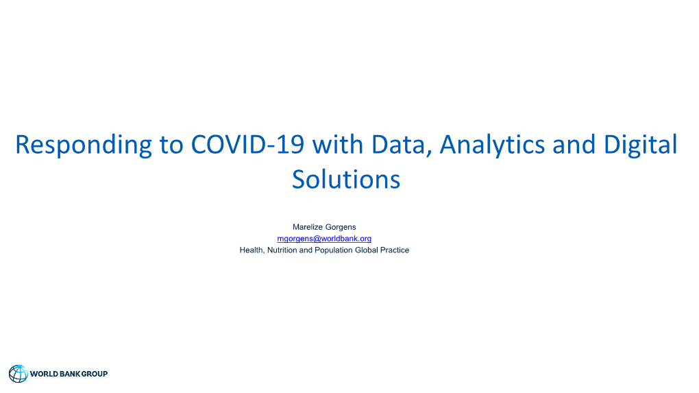 Responding to COVID-19 with Data, Analytics and Digital Solutions