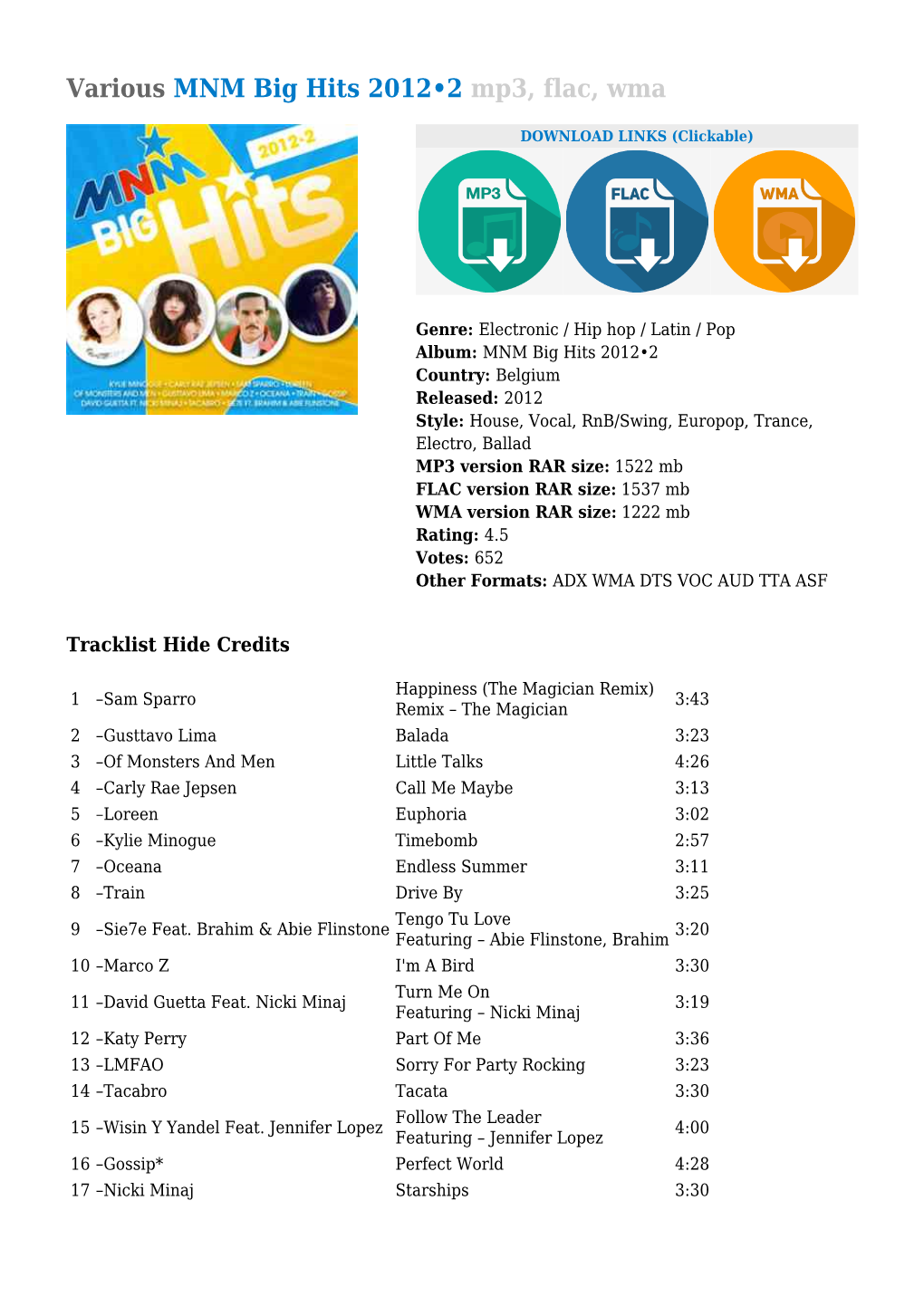 Various MNM Big Hits 2012•2 Mp3, Flac, Wma