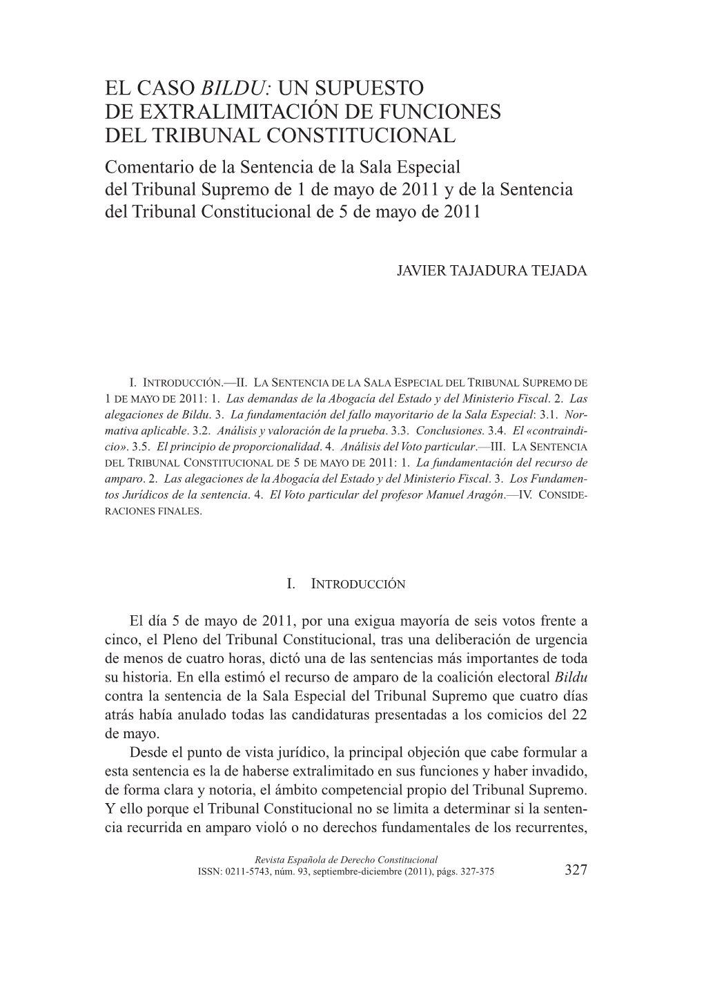 El Caso Bildu: Un Supuesto De Extralimitación De