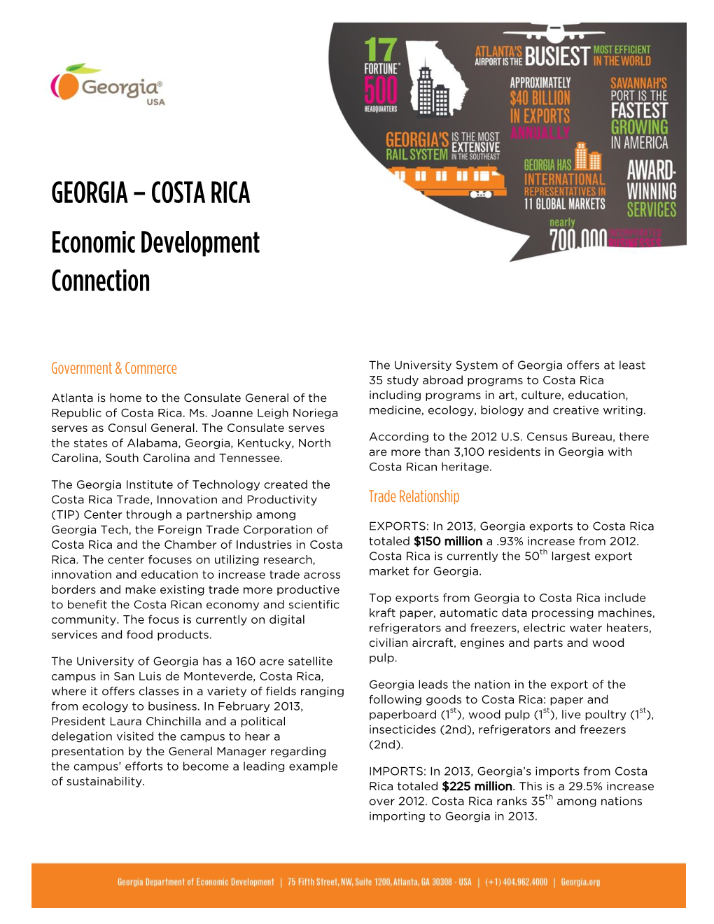 GEORGIA – COSTA RICA Economic Development Connection