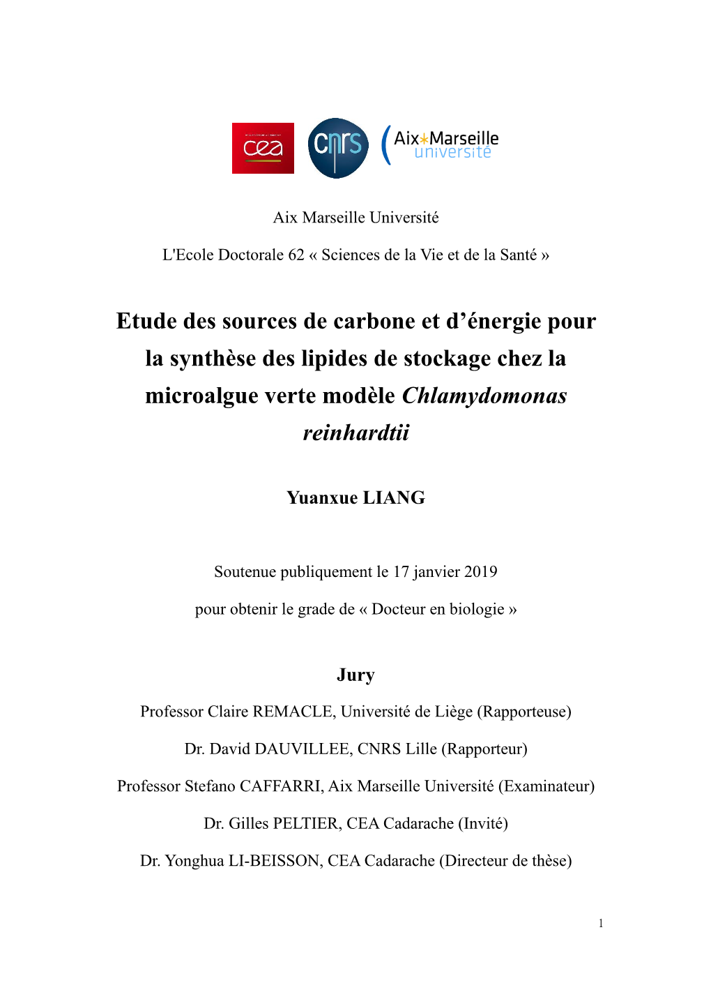 Etude Des Sources De Carbone Et D'énergie Pour La Synthèse Des Lipides De Stockage Chez La Microalgue Verte Modèle Chlamydo