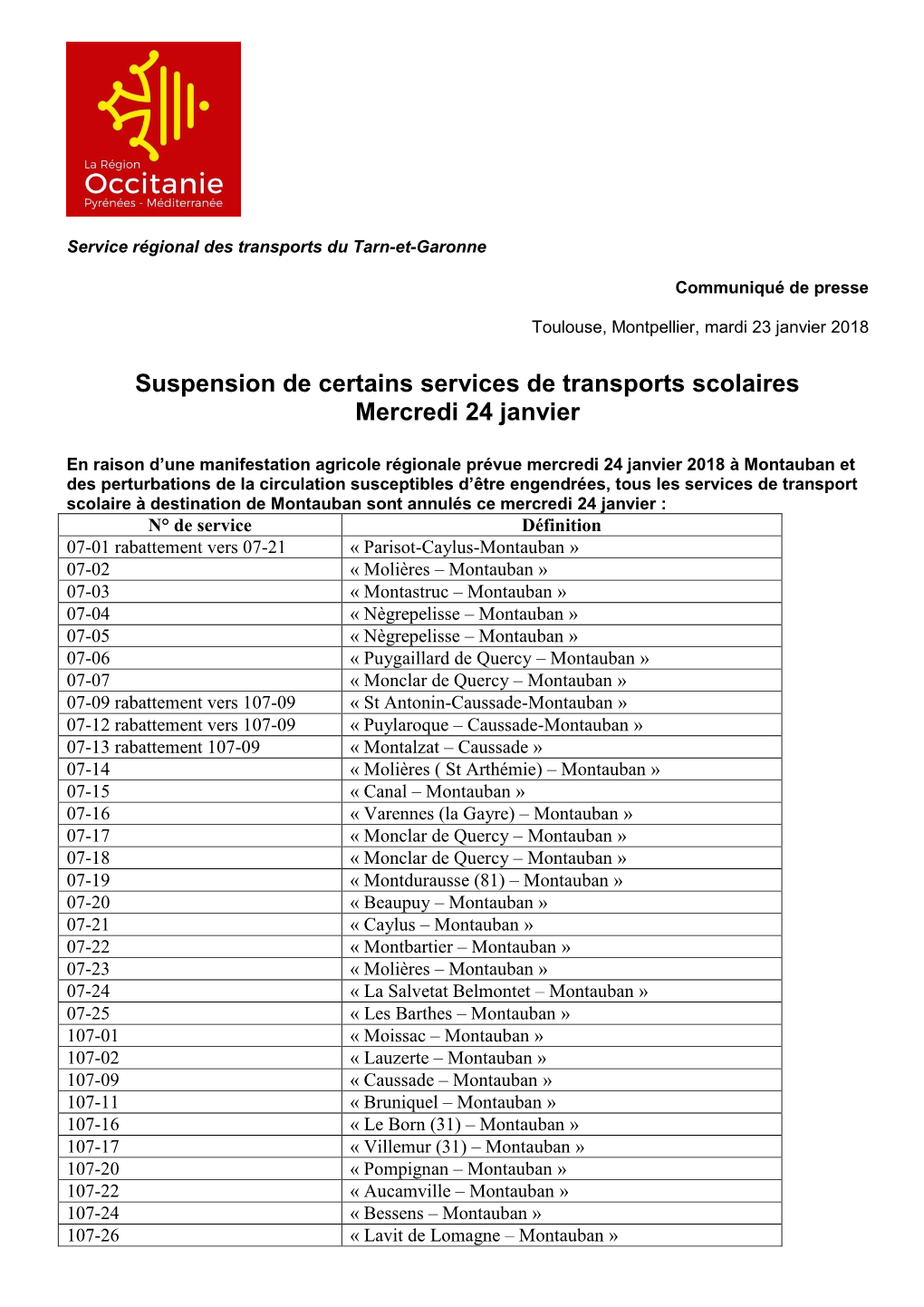 Suspension De Certains Services De Transports Scolaires Mercredi 24 Janvier
