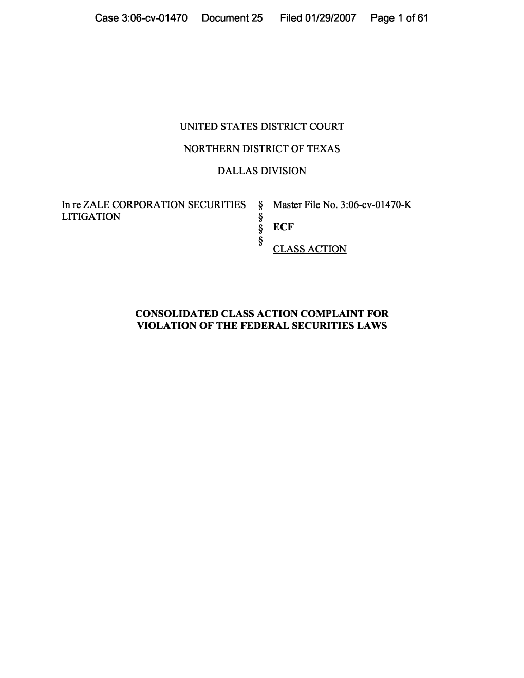 Pipefitters Local No. 636 Defined Benefit Plan, Et Al. V. Zale