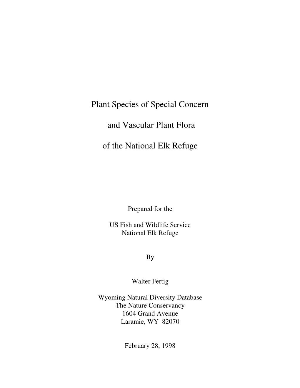 Plant Species of Special Concern and Vascular Plant Flora of the National