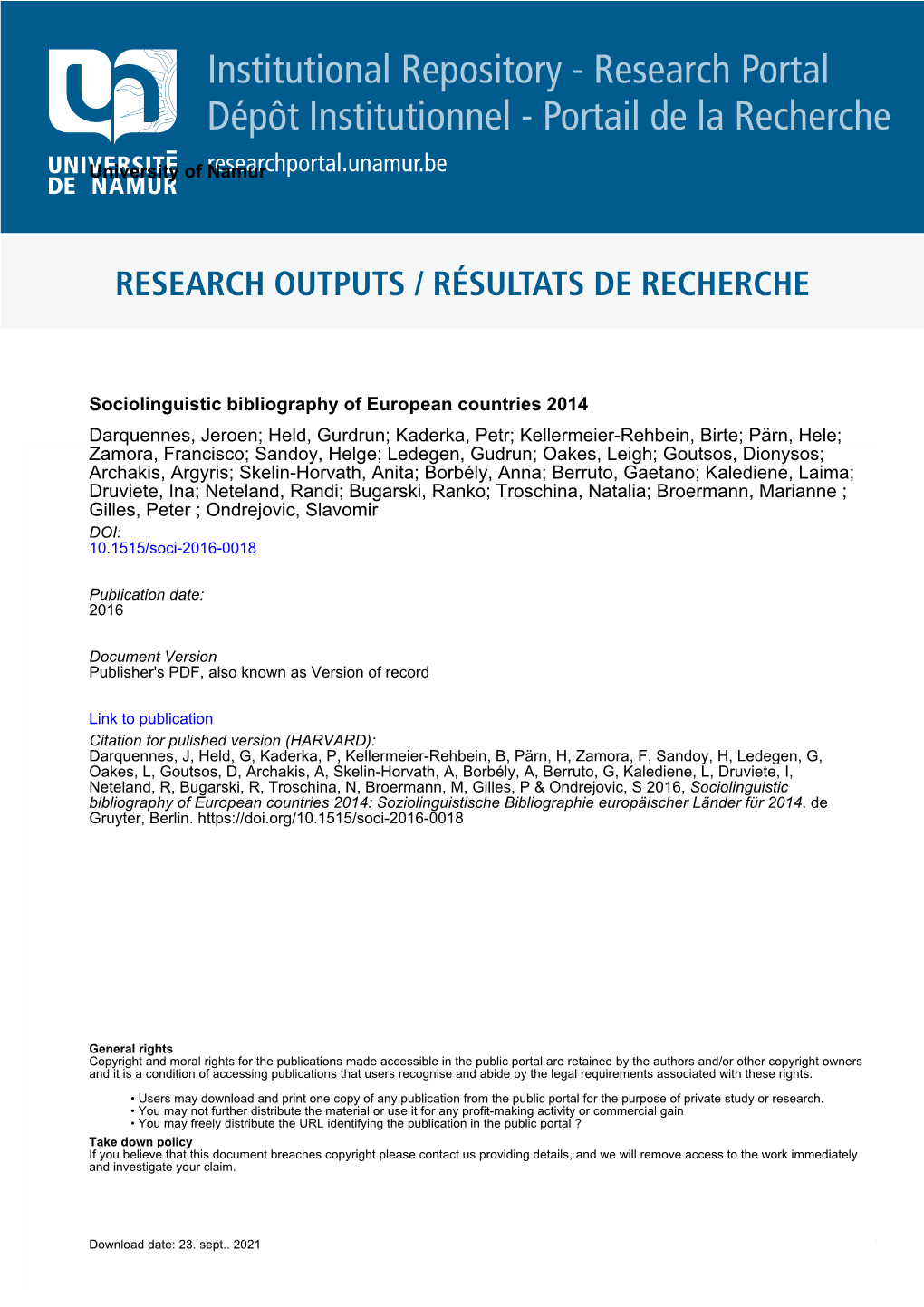 Institutional Repository - Research Portal Dépôt Institutionnel - Portail De La Recherche