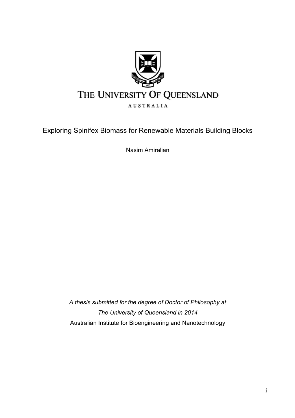 Exploring Spinifex Biomass for Renewable Materials Building Blocks