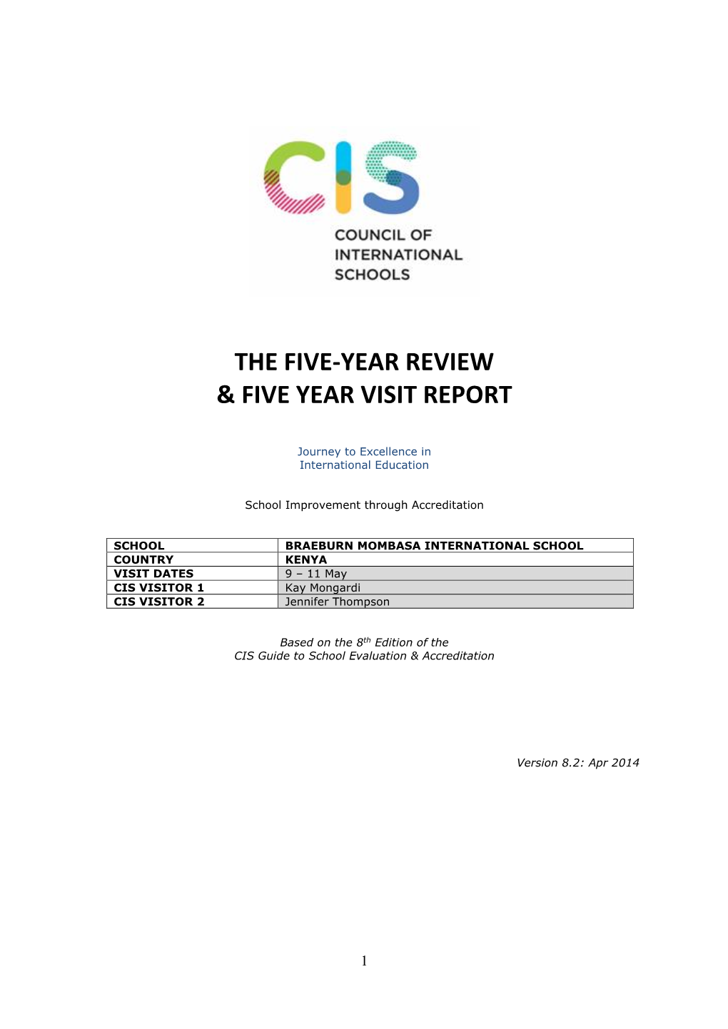 BMIS Five Year Review Report.Docx