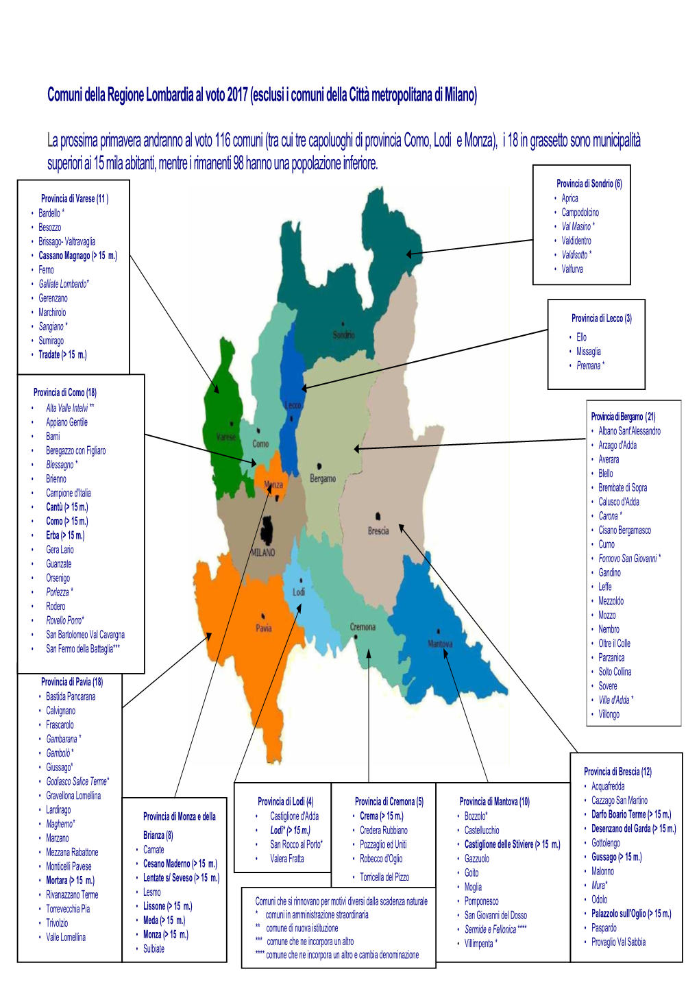 Mappa Comuni Al Voto 2017 in Lombardia