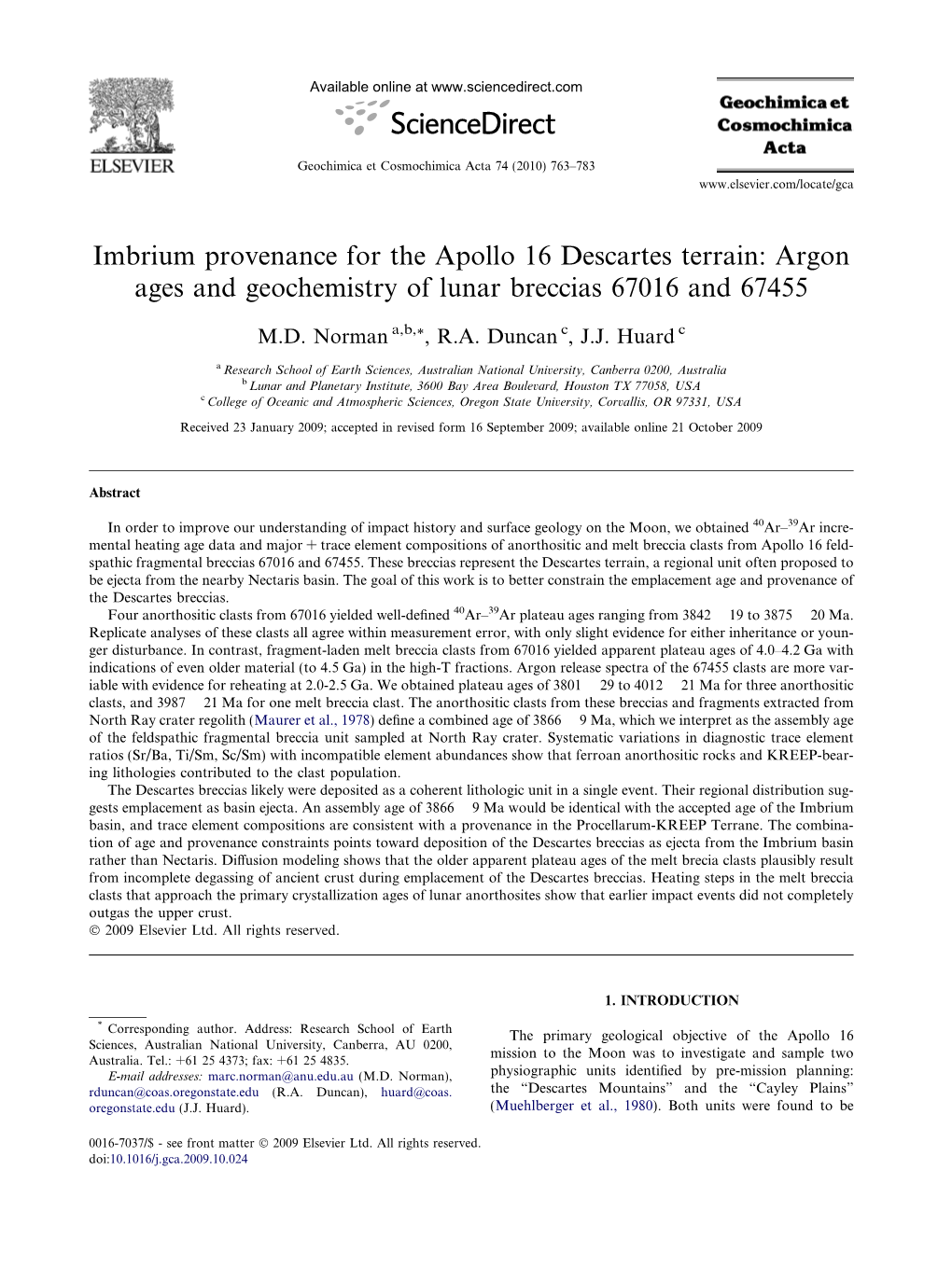 Argon Ages and Geochemistry of Lunar Breccias 67016 and 67455