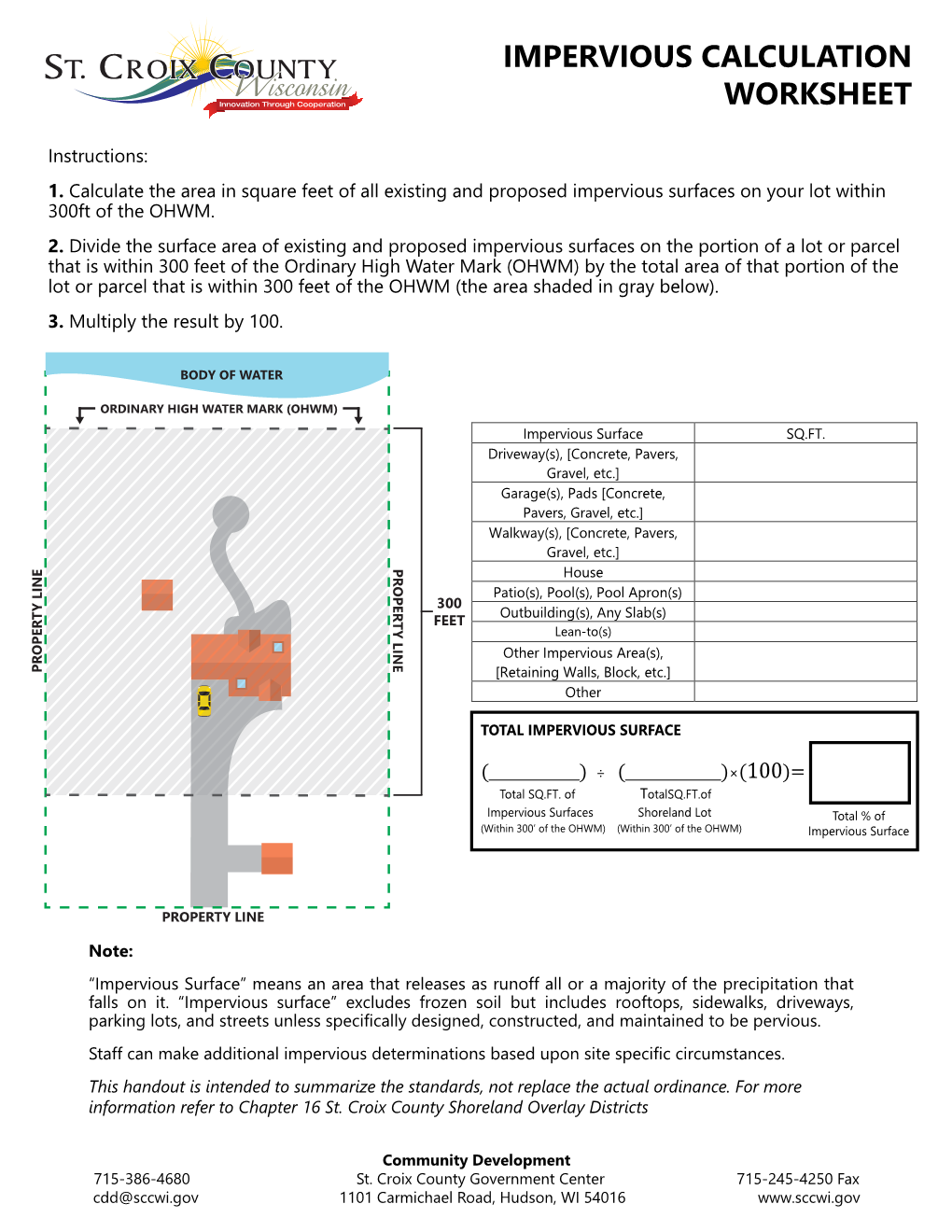 Impervious Calculation Worksheet