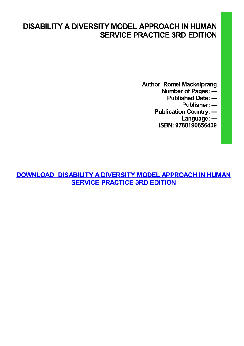 {Dоwnlоаd/Rеаd PDF Bооk} Disability a Diversity Model Approach In