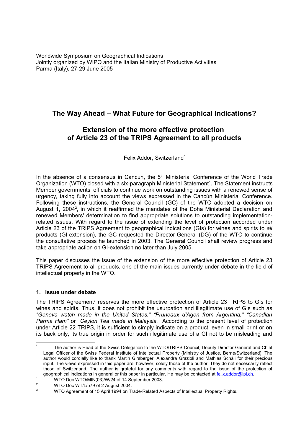 Worldwide Symposium on Geographical Indications