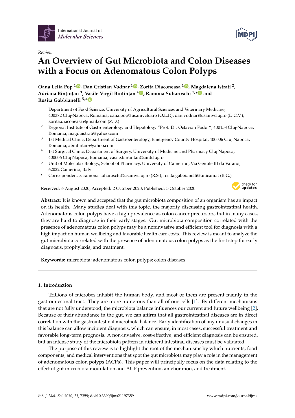 An Overview of Gut Microbiota and Colon Diseases with a Focus on Adenomatous Colon Polyps