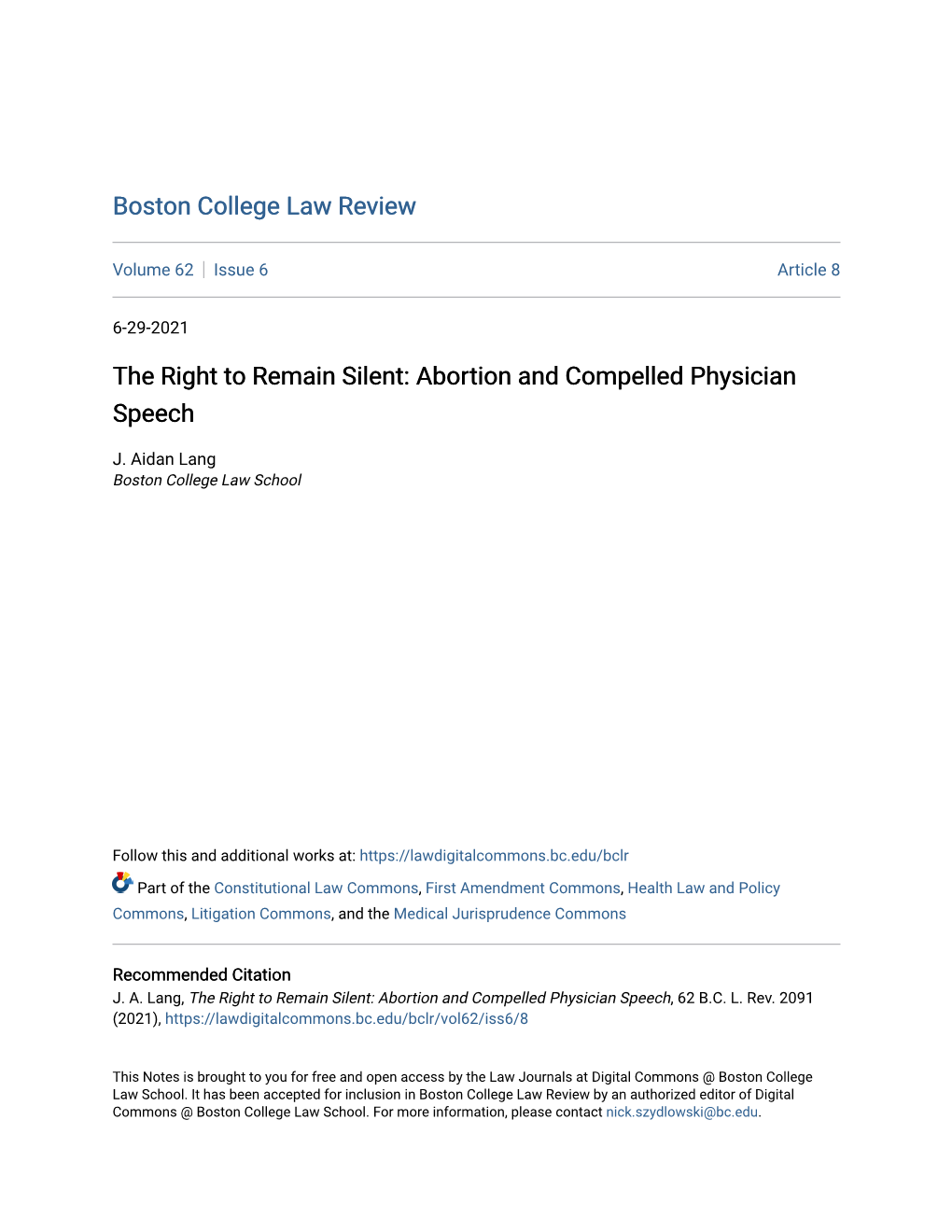 The Right to Remain Silent: Abortion and Compelled Physician Speech