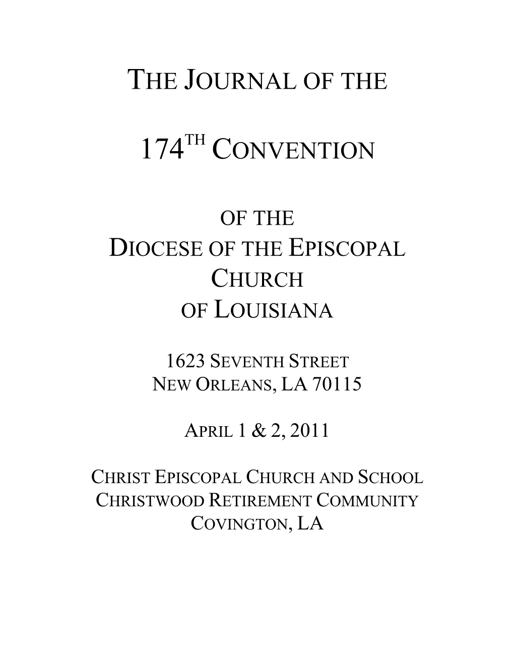 Journal of 174Th Convention