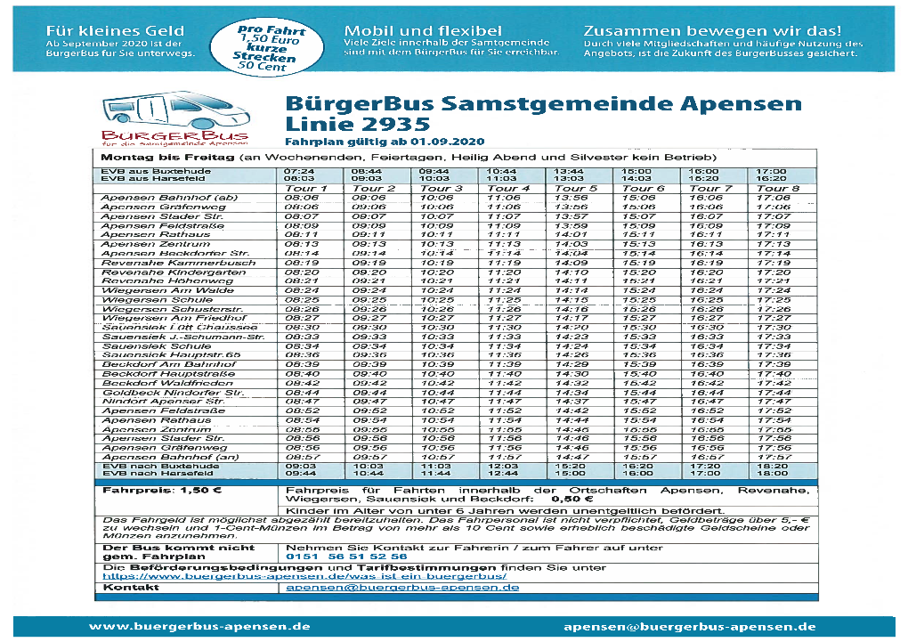 Bürgerbus Samstgemeinde Apensen Linie 2935